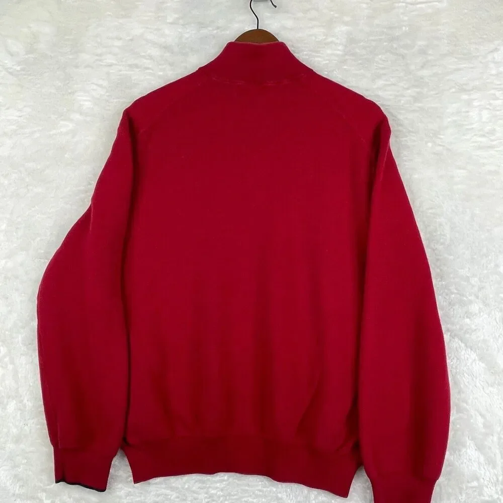 Polo Ralph Lauren Sweater Mens XL Red Pima Cotton Waffle Knit Quarter Zip Pony - Picture 10 of 11